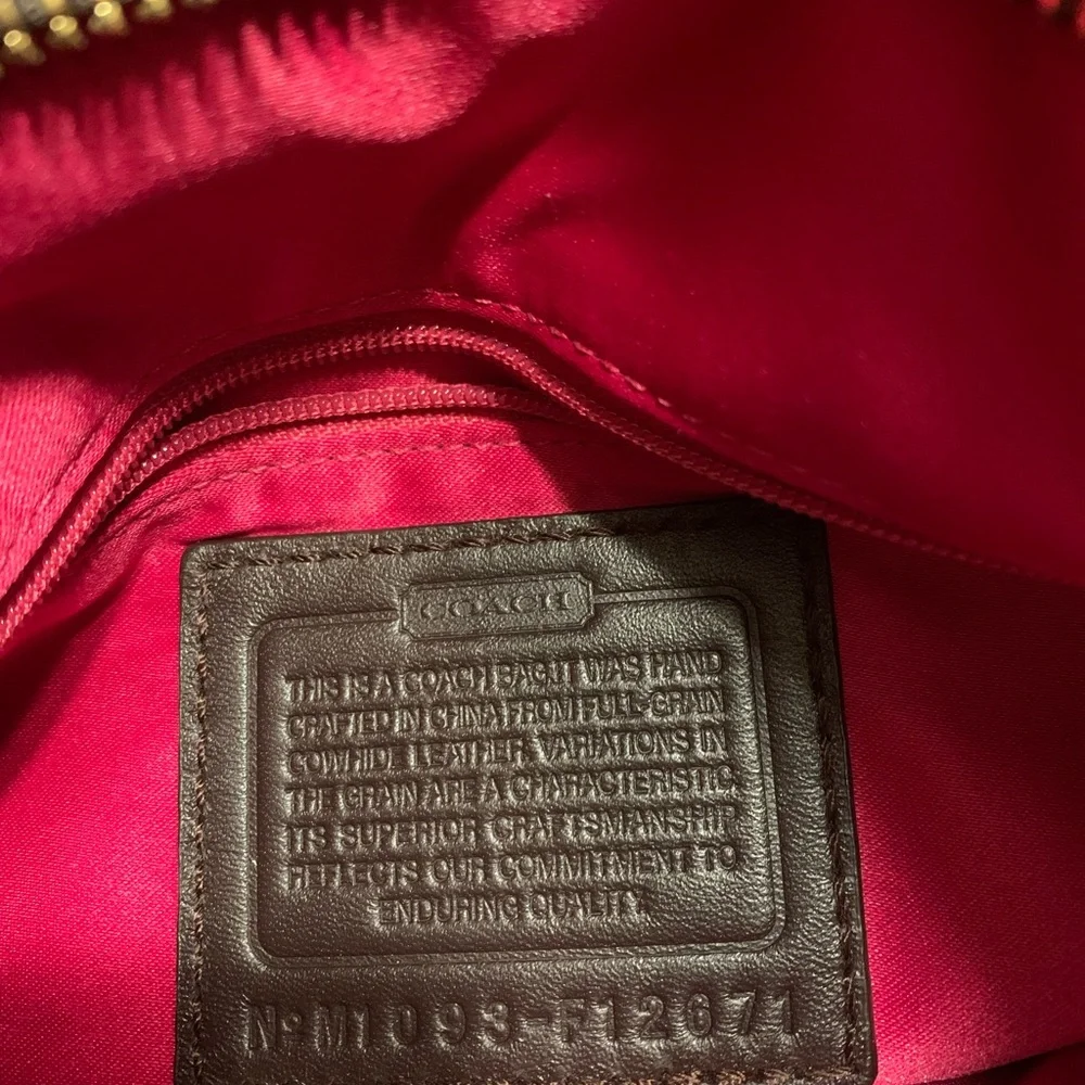 Coach Chocolate Leather Shoulder Bag with Gold Accents - Picture 4 of 12